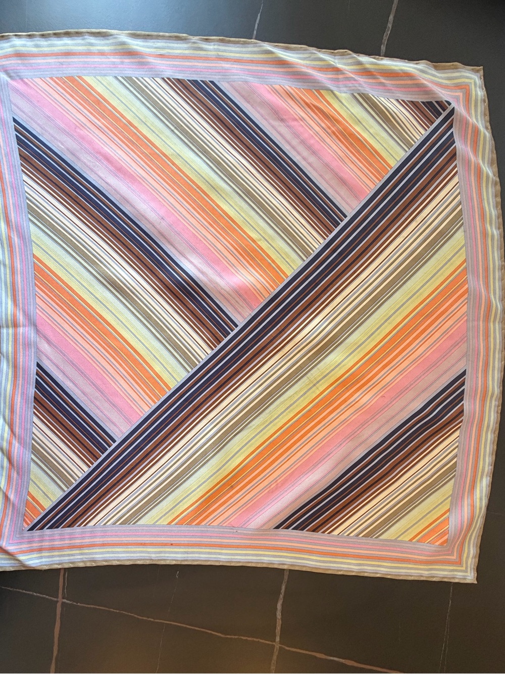 Striped Multicolor Silk Scarf - Women's Fashion Wrap - Picture 2 of 2